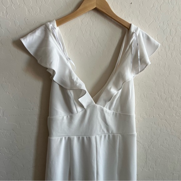 Lulu's White Plunging V Neck Flutter Sleeve Jumpsuit - Picture 7 of 10